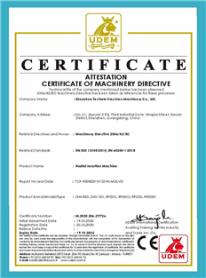 Techwin Radial plug-in machine CE Certificate MD LVD